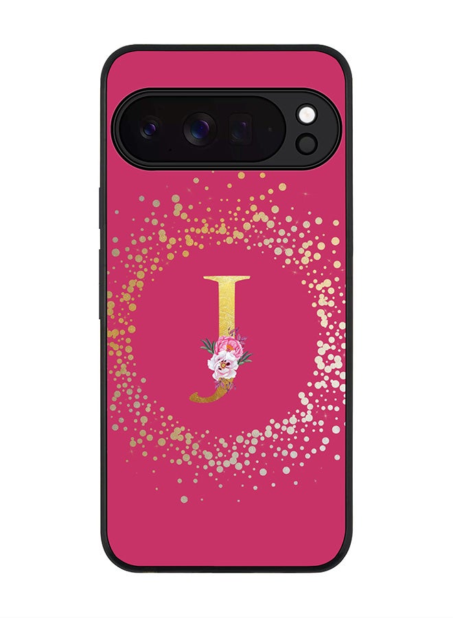 Stylizedd For Google Pixel 10 Pro Case,Slim fit Camera Protection, Shockproof Thin Phone cover  - Custom Monogram Floral - J ( Deep Pink ) - Image 1